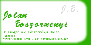 jolan boszormenyi business card