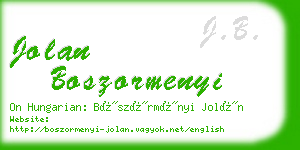jolan boszormenyi business card